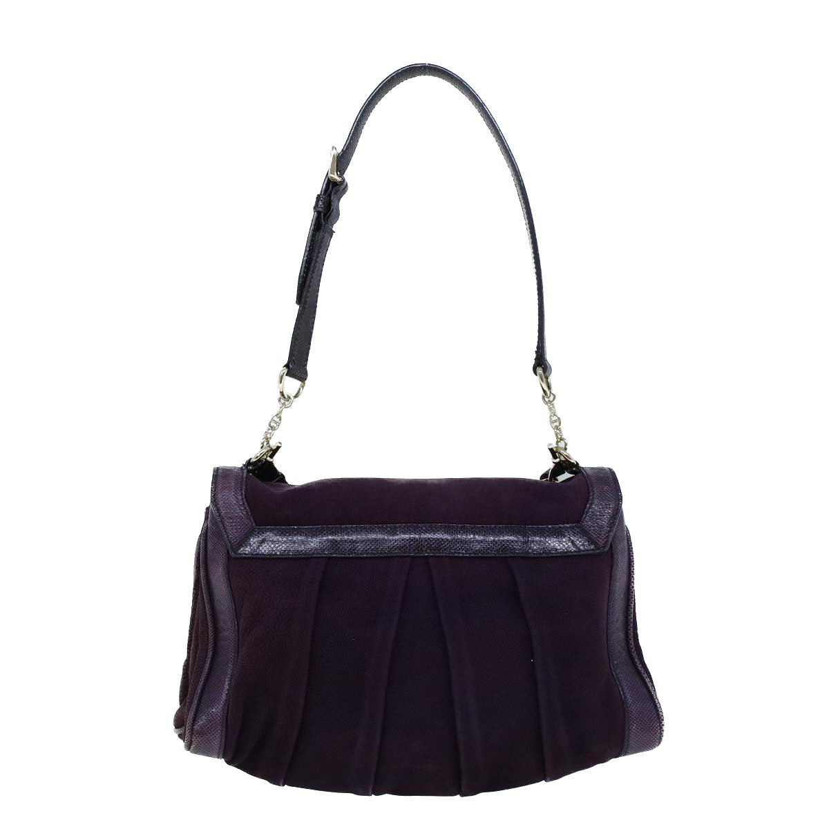 BALLY Chain Shoulder Bag Suede Purple Auth bs9078