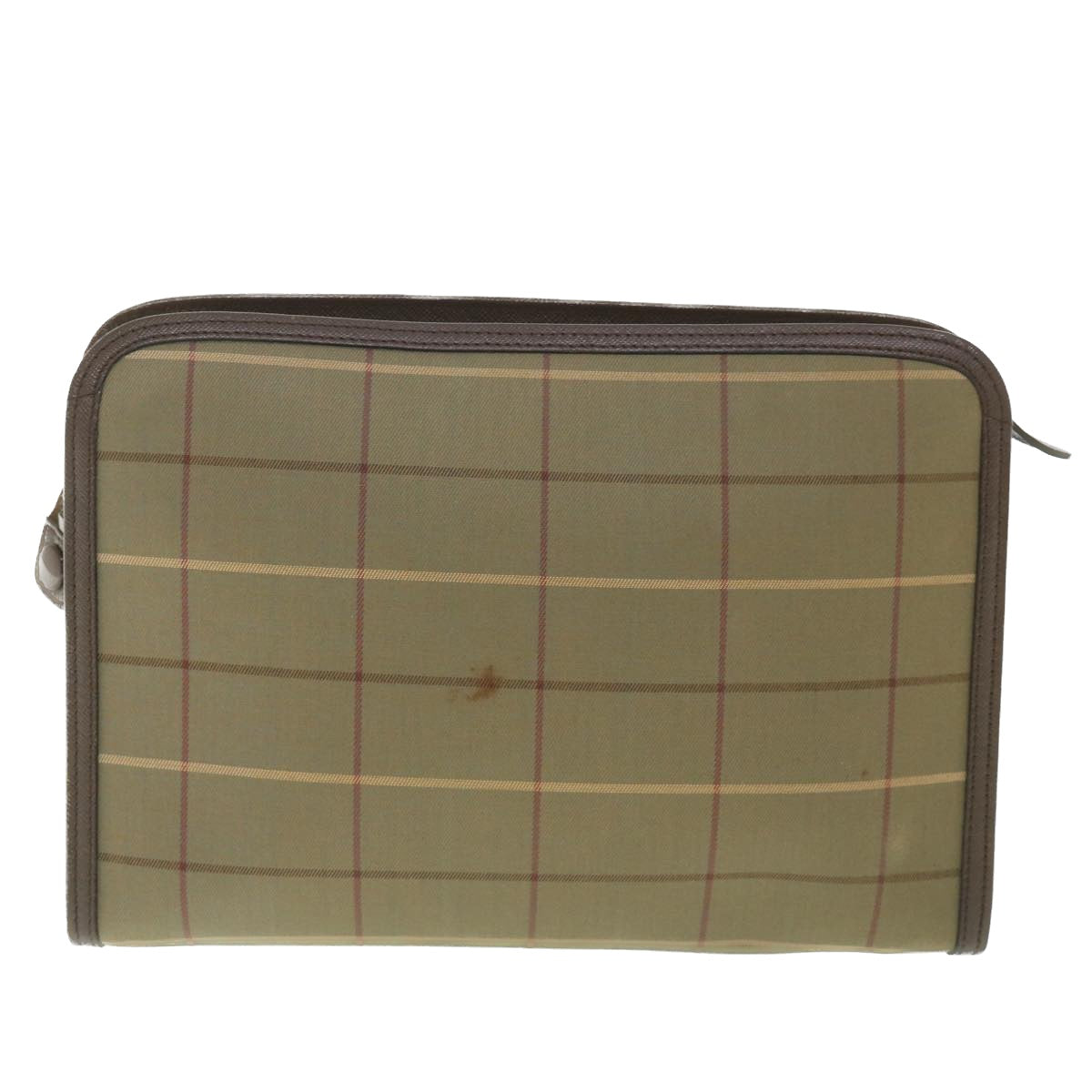Burberrys Nova Check Clutch Bag Nylon Canvas Brown Auth bs9091 - 0