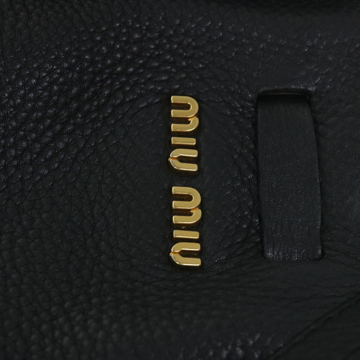 Miu Miu Shoulder Bag Leather Black Auth bs9095