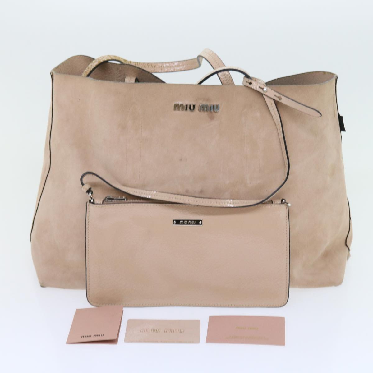 Miu Miu Tote Bag Suede Leather Pink Auth bs9097