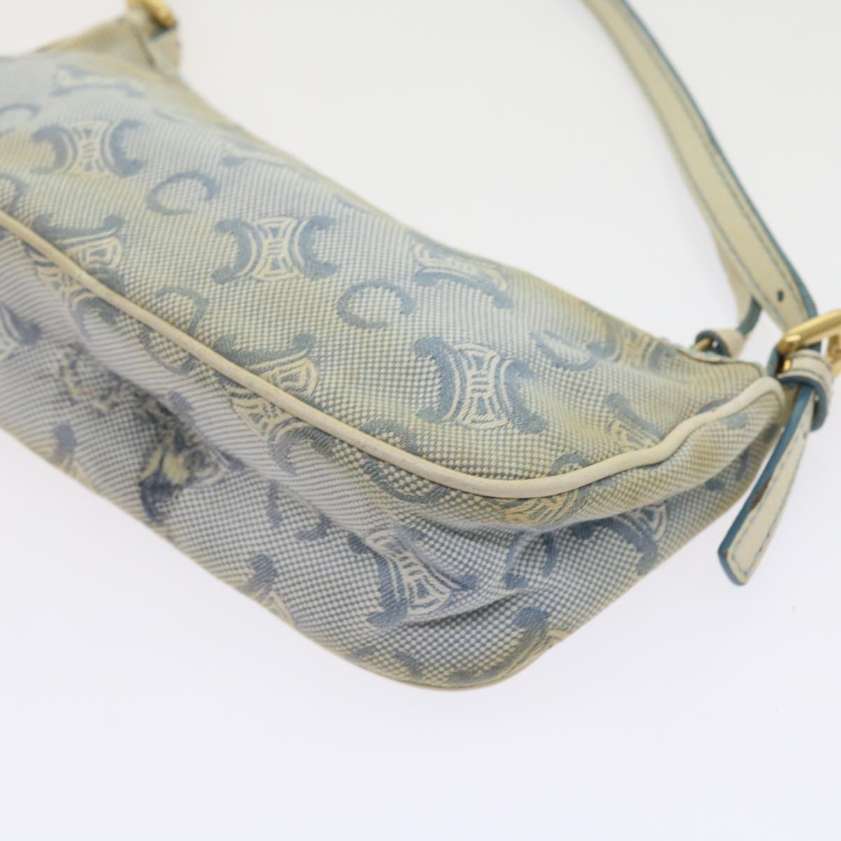 CELINE C Macadam Canvas Accessory Pouch Light Blue Auth bs9099