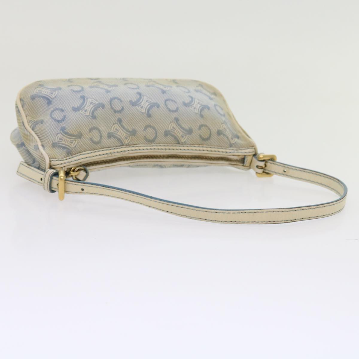 CELINE C Macadam Canvas Accessory Pouch Light Blue Auth bs9099