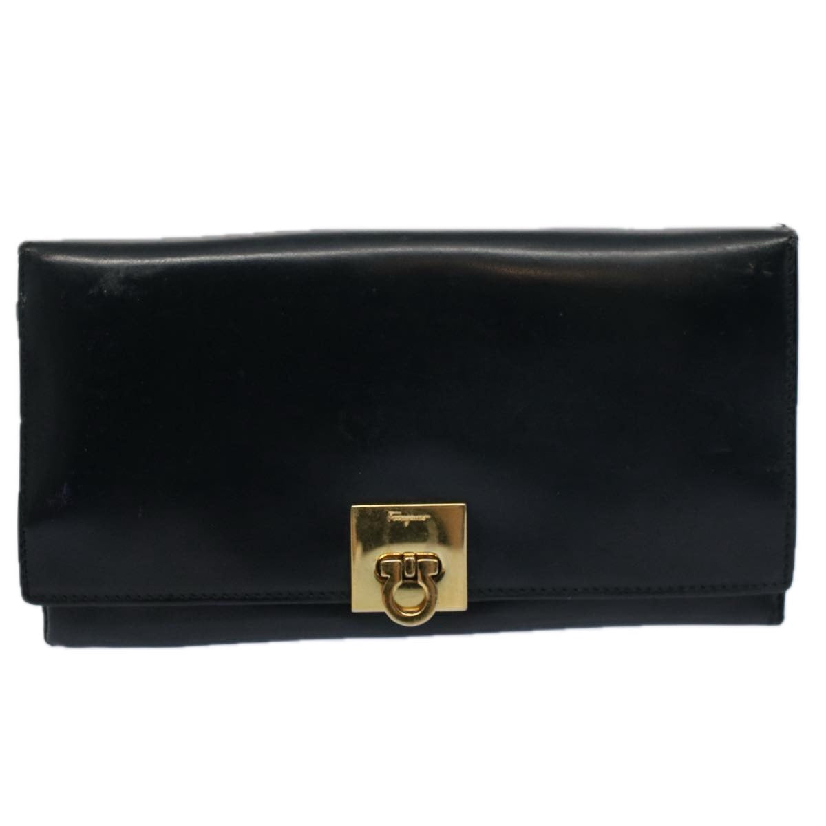 Salvatore Ferragamo Gancini Wallet Leather 6Set Black Auth bs9114