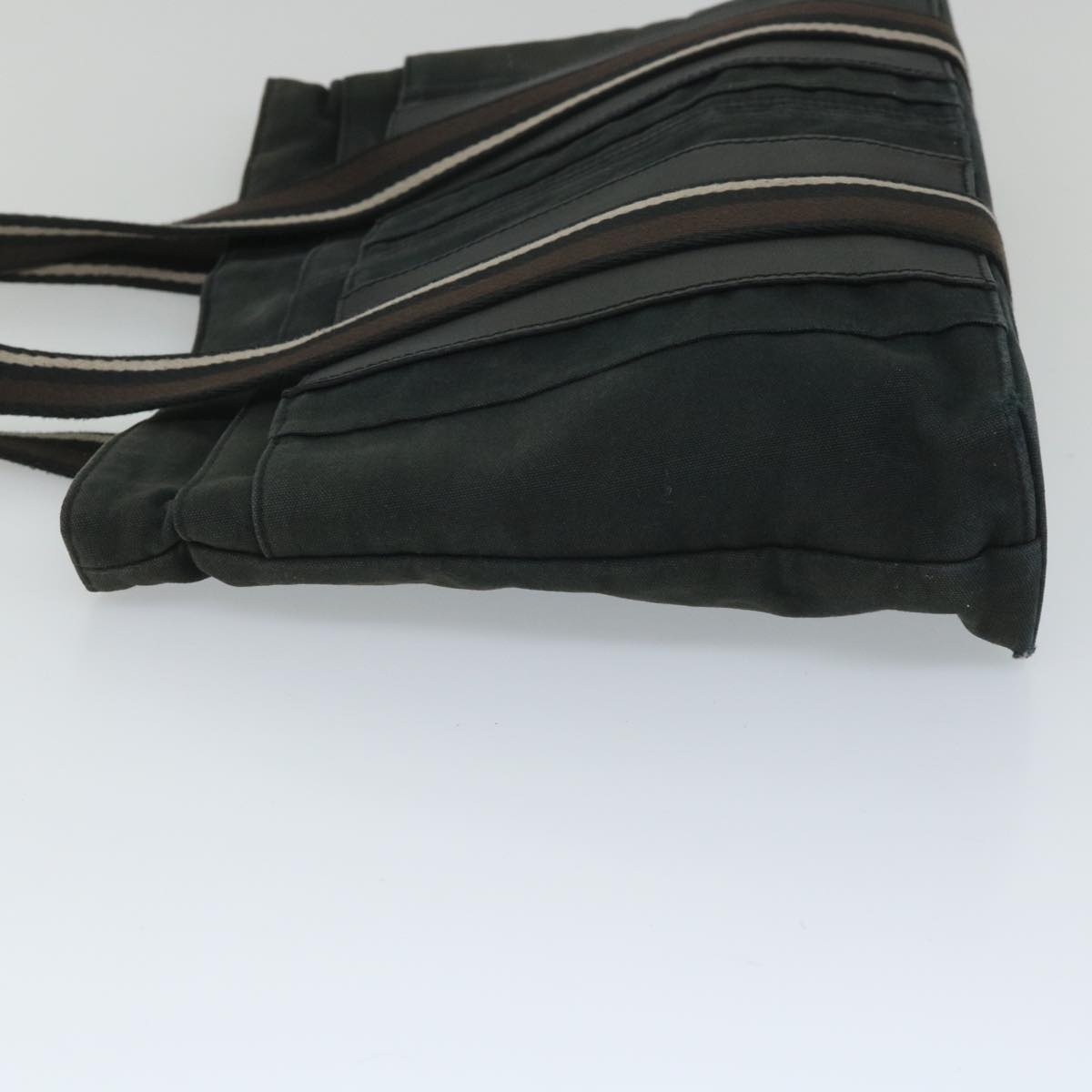 HERMES Trocha Horizontal MM Hand Bag Canvas Black Auth bs9143