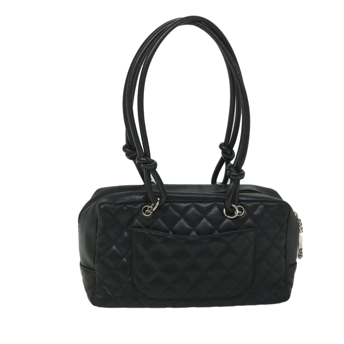 CHANEL Cambon Line Shoulder Bag Leather Black CC Auth bs9168 - 0