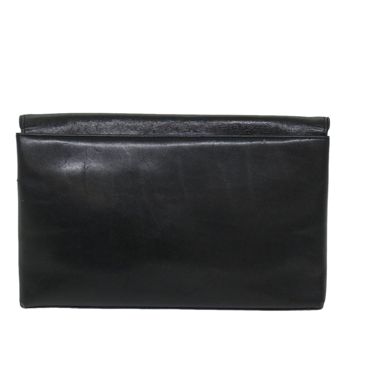 GIVENCHY Clutch Bag Leather Black Auth bs9173