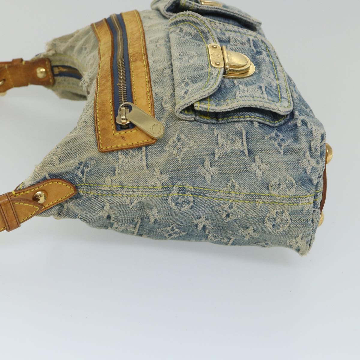 LOUIS VUITTON Monogram Denim Buggy PM Shoulder Bag Blue M95049 LV Auth bs9187