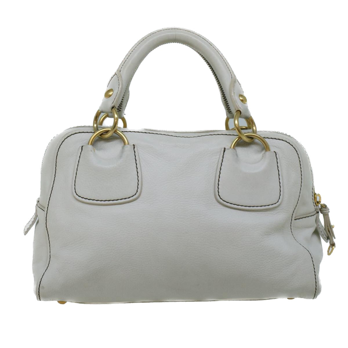 Miu Miu Hand Bag Leather White Auth bs9198