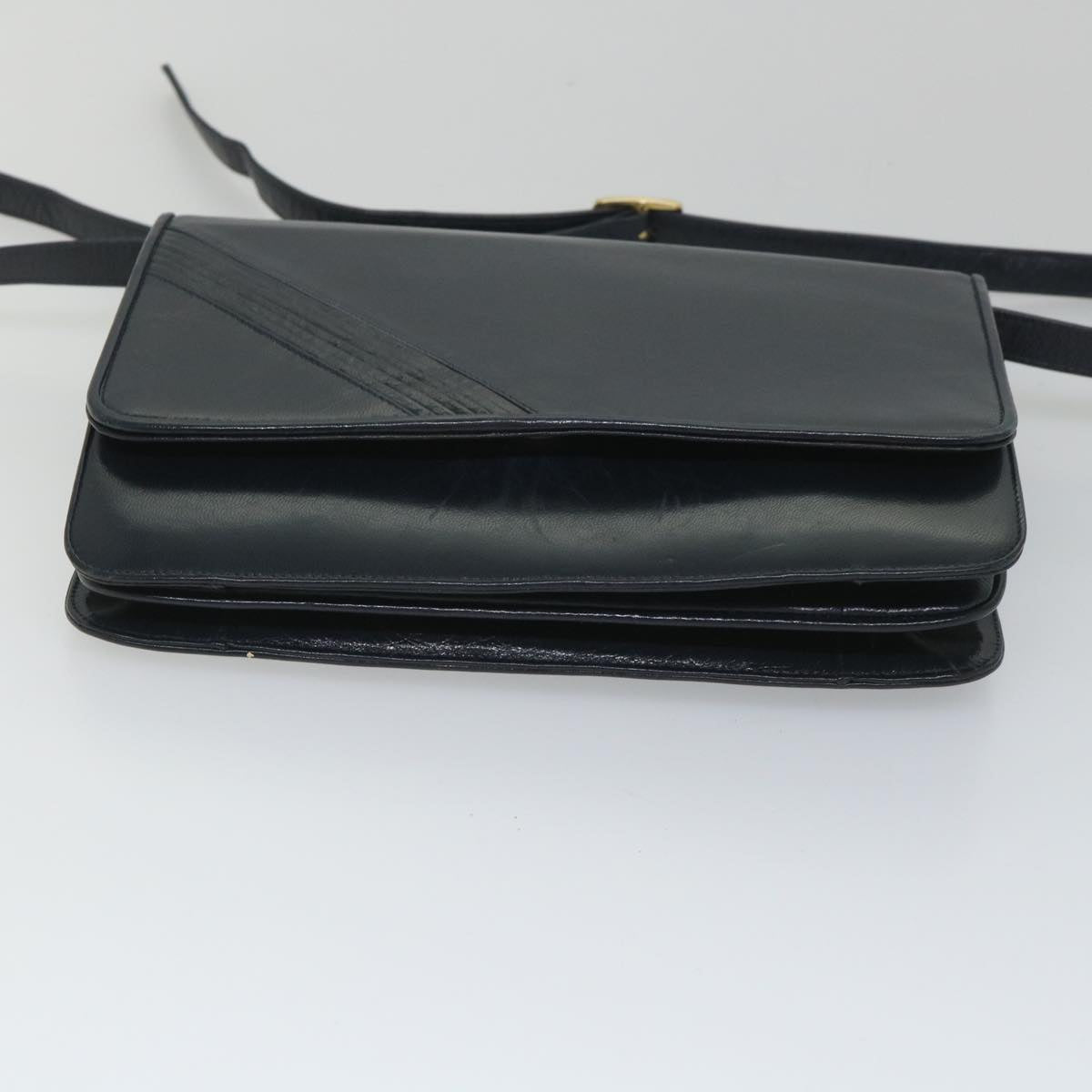 BALLY Shoulder Bag Leather Black Auth bs9210