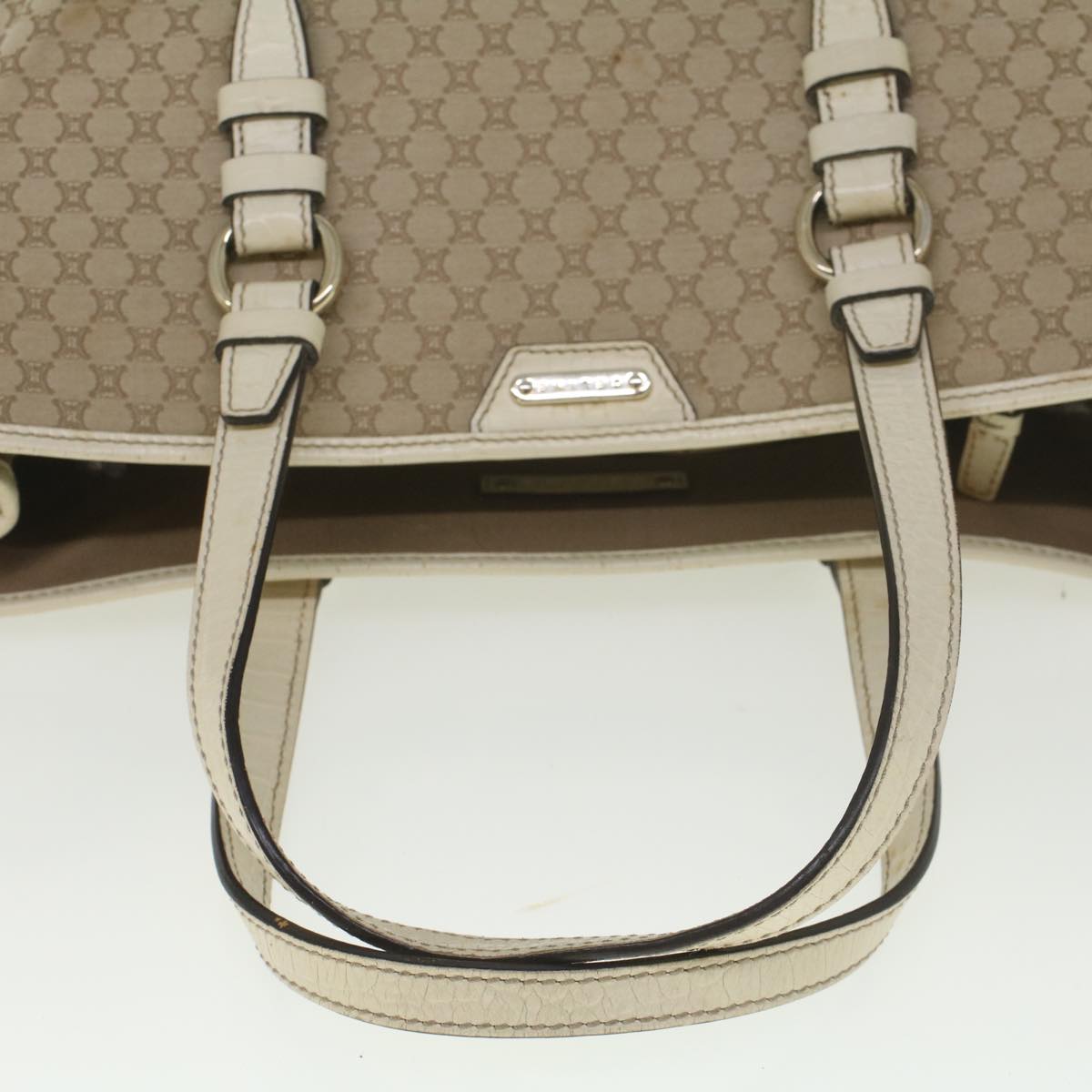 CELINE Macadam Canvas Tote Bag Beige Auth bs9213