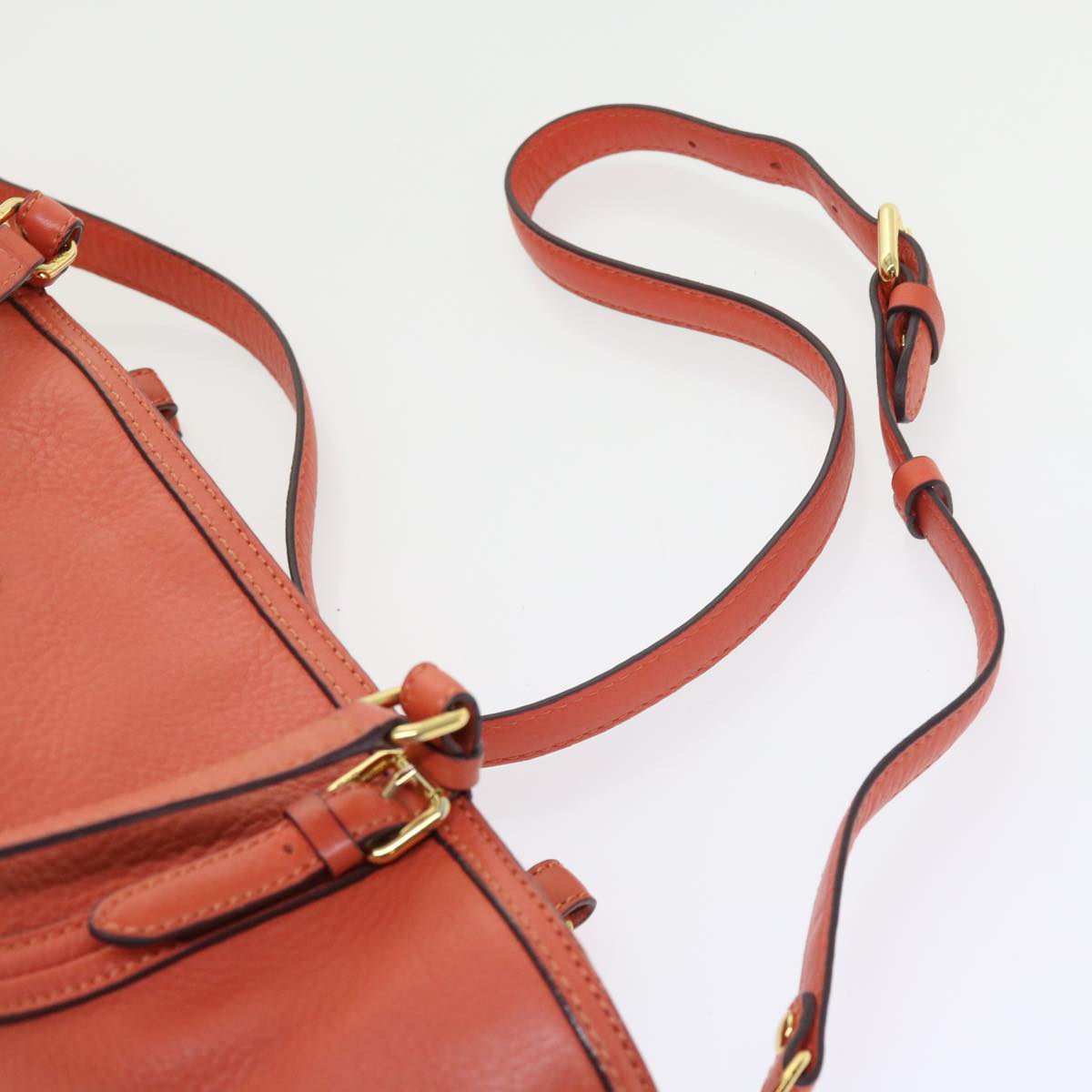 MCM Shoulder Bag Leather 2way Orange Auth bs9215