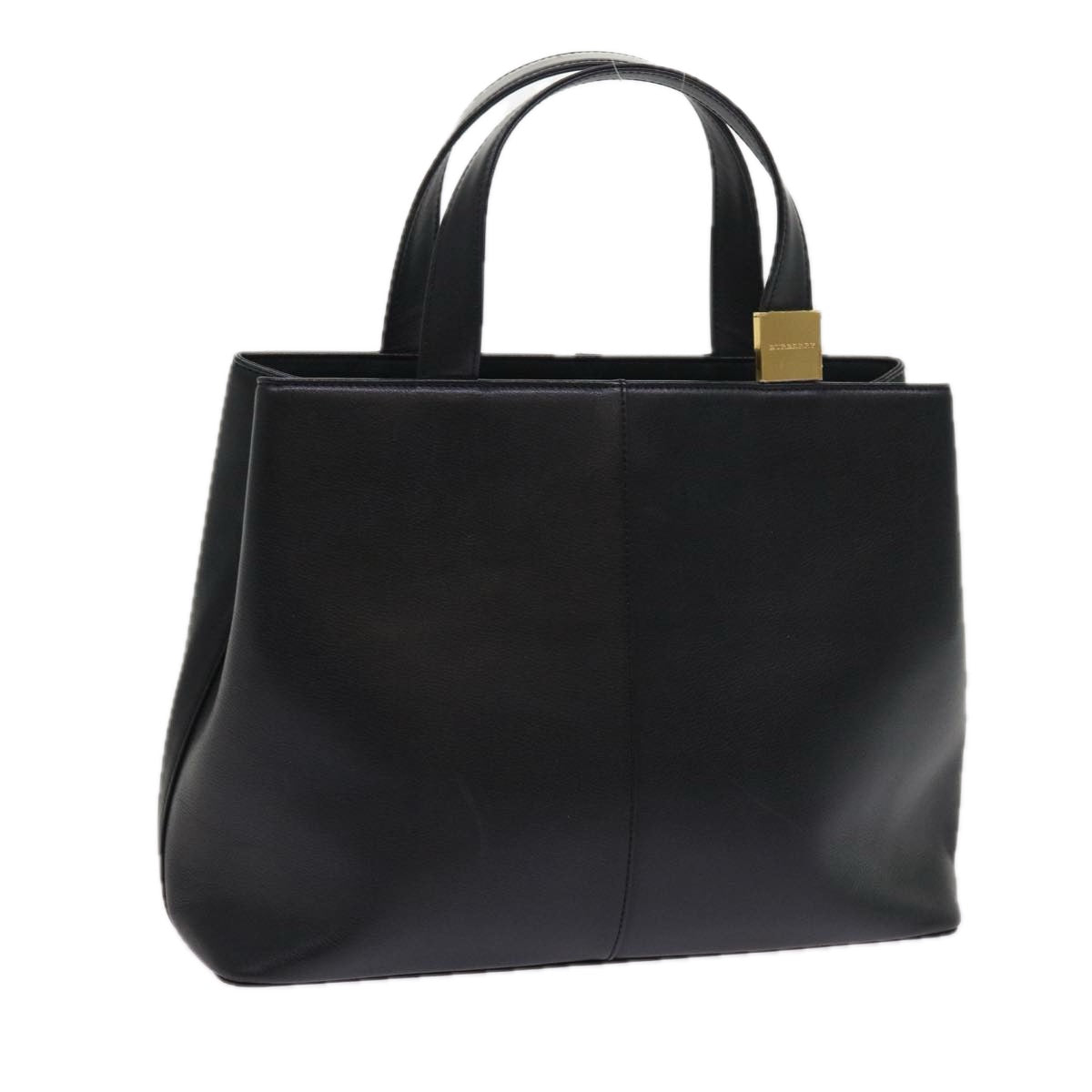 BURBERRY Tote Bag Leather Black Auth bs9227