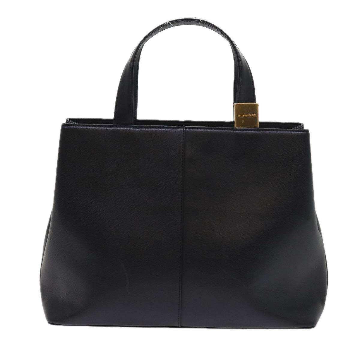 BURBERRY Tote Bag Leather Black Auth bs9227