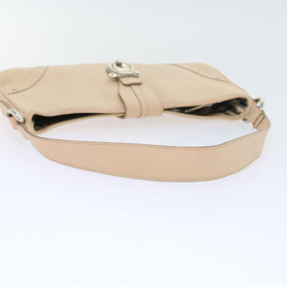 BURBERRY Shoulder Bag Leather Beige T-04-02 Auth bs9232