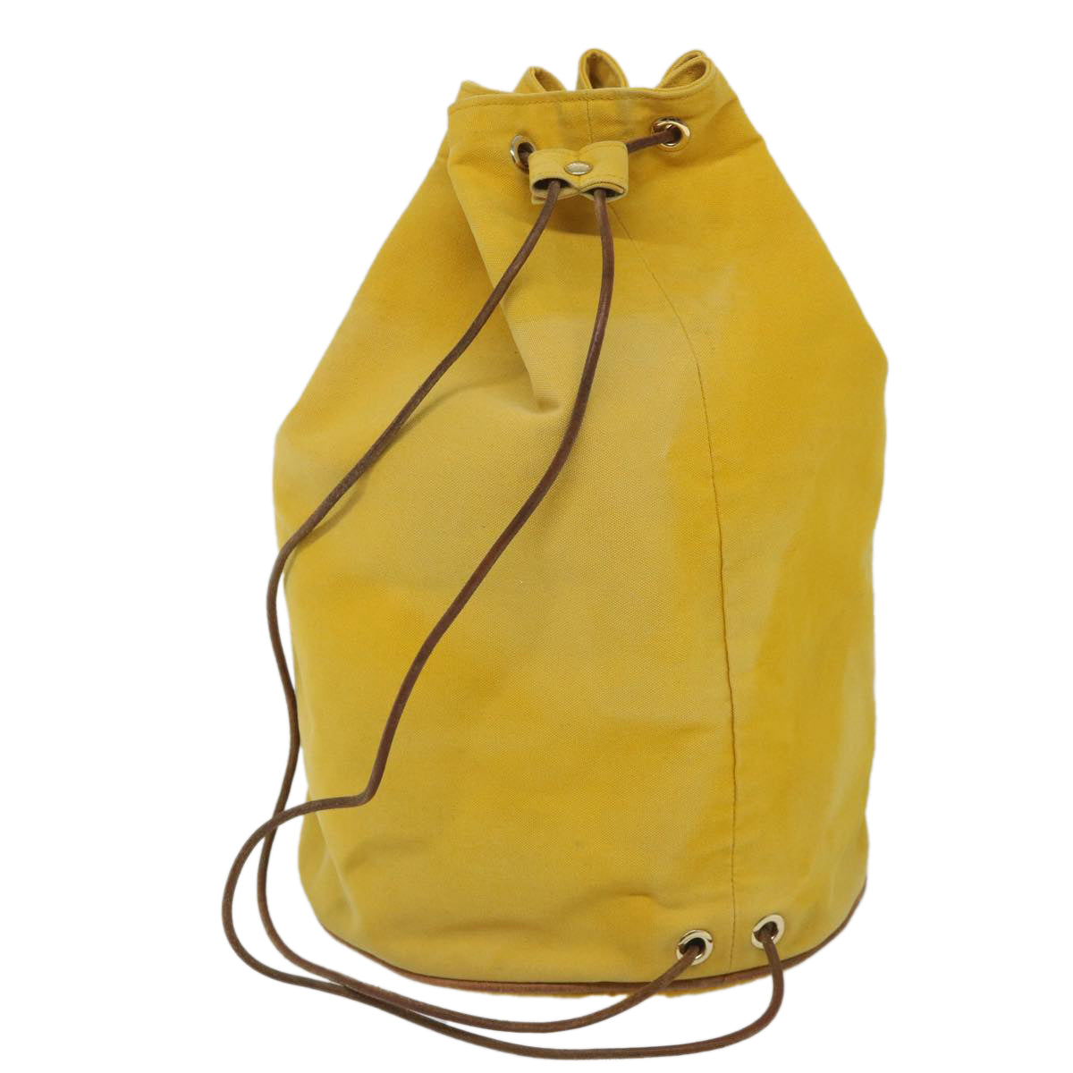 HERMES Shoulder Bag Canvas Yellow Auth bs9233