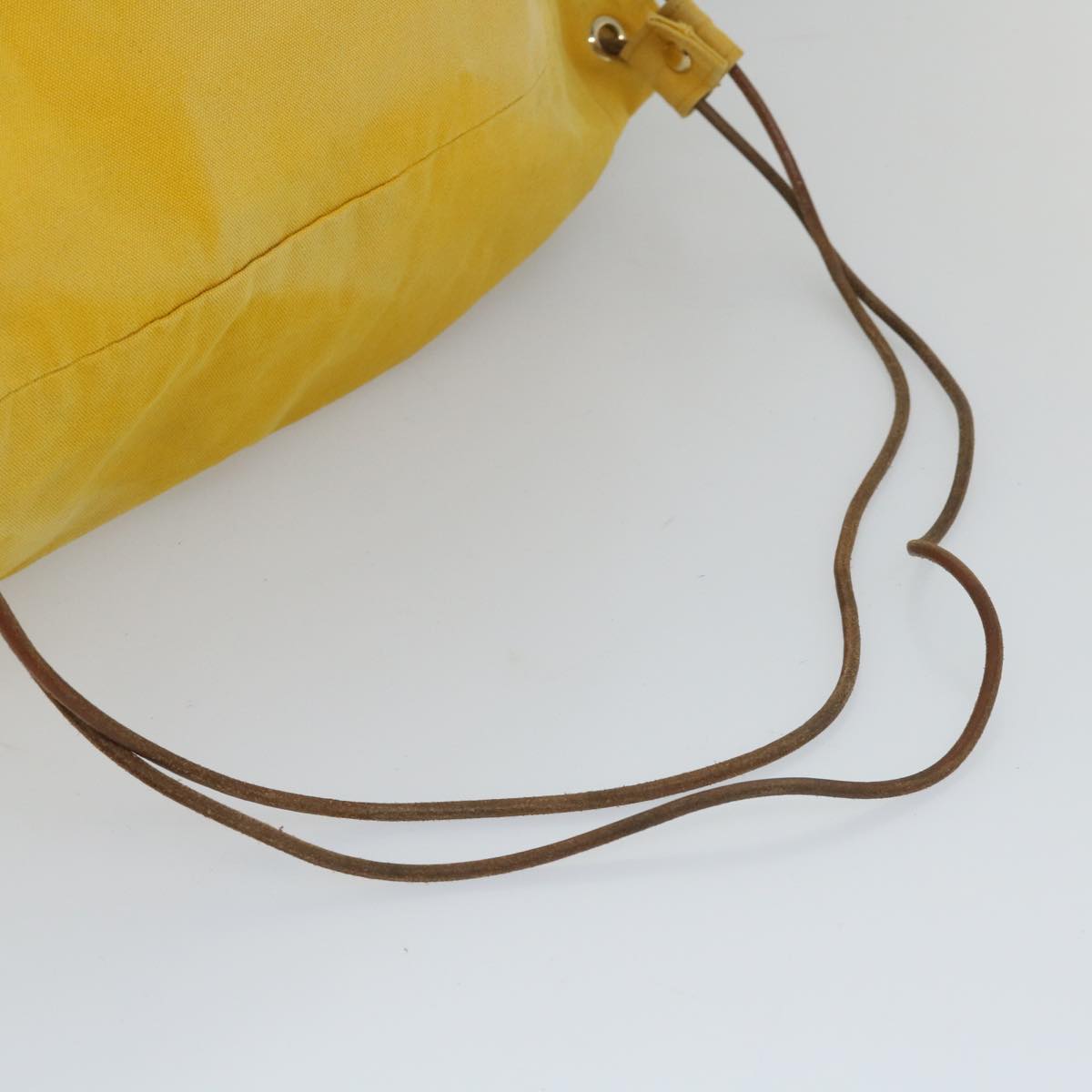 HERMES Shoulder Bag Canvas Yellow Auth bs9233