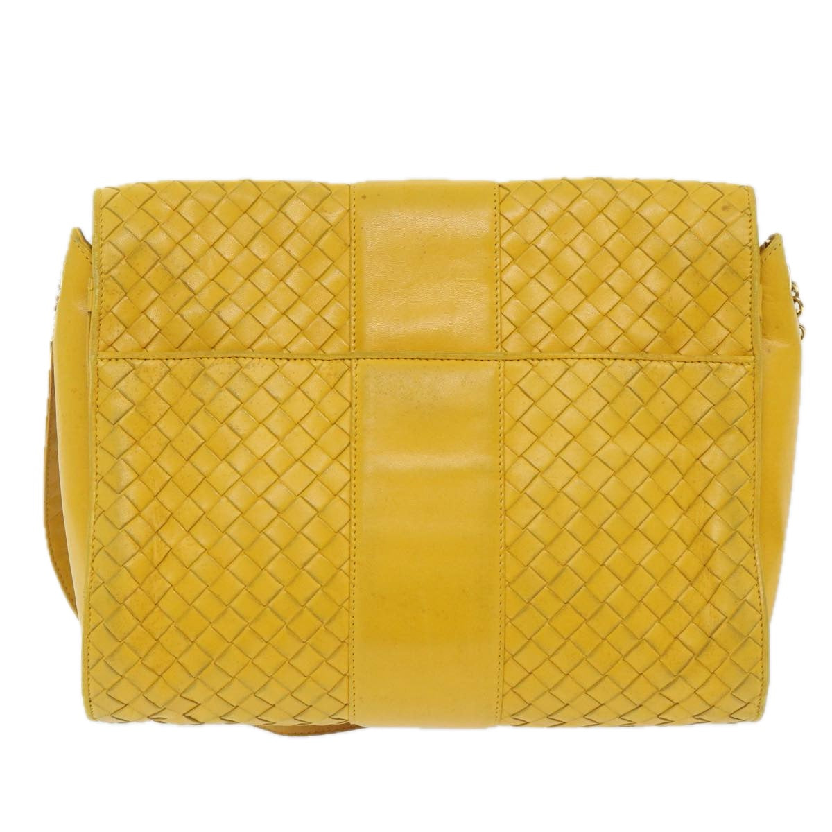 BOTTEGA VENETA INTRECCIATO Shoulder Bag Leather Yellow Auth bs9234 - 0
