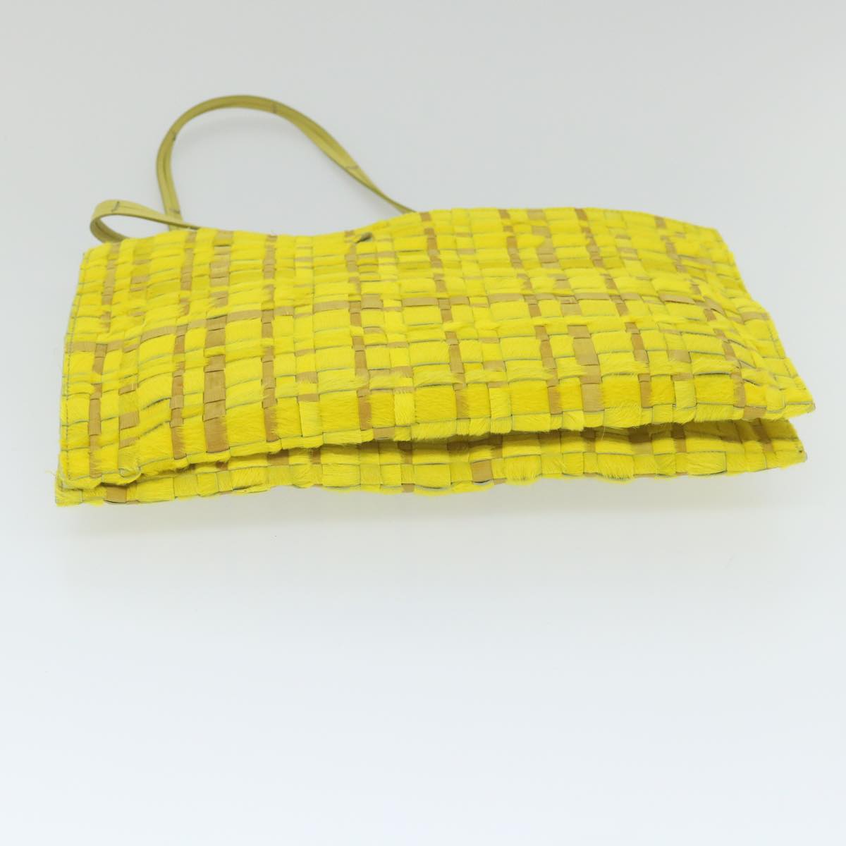 BOTTEGA VENETA INTRECCIATO Tote Bag Harako leather Yellow Auth bs9235