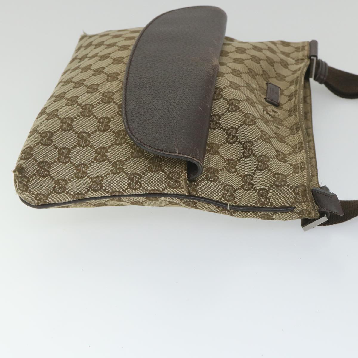 GUCCI GG Canvas Shoulder Bag Beige Brown 256100 Auth bs9239