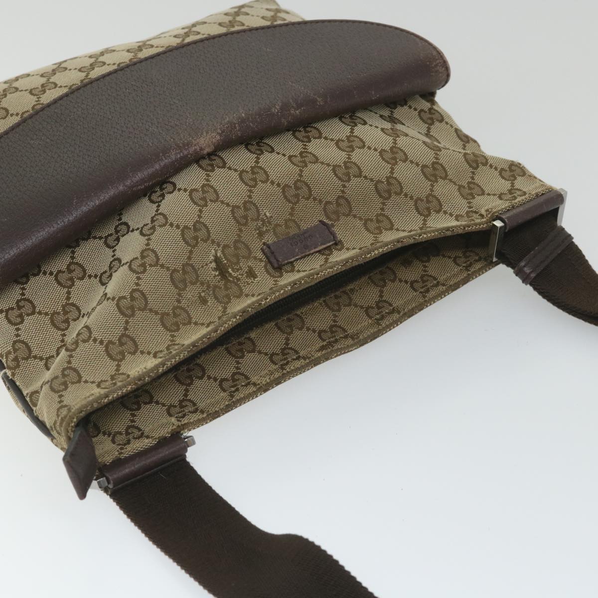 GUCCI GG Canvas Shoulder Bag Beige Brown 256100 Auth bs9239