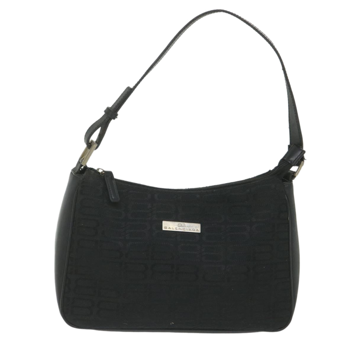 BALENCIAGA Shoulder Bag Canvas Leather Black Auth bs9243 - 0