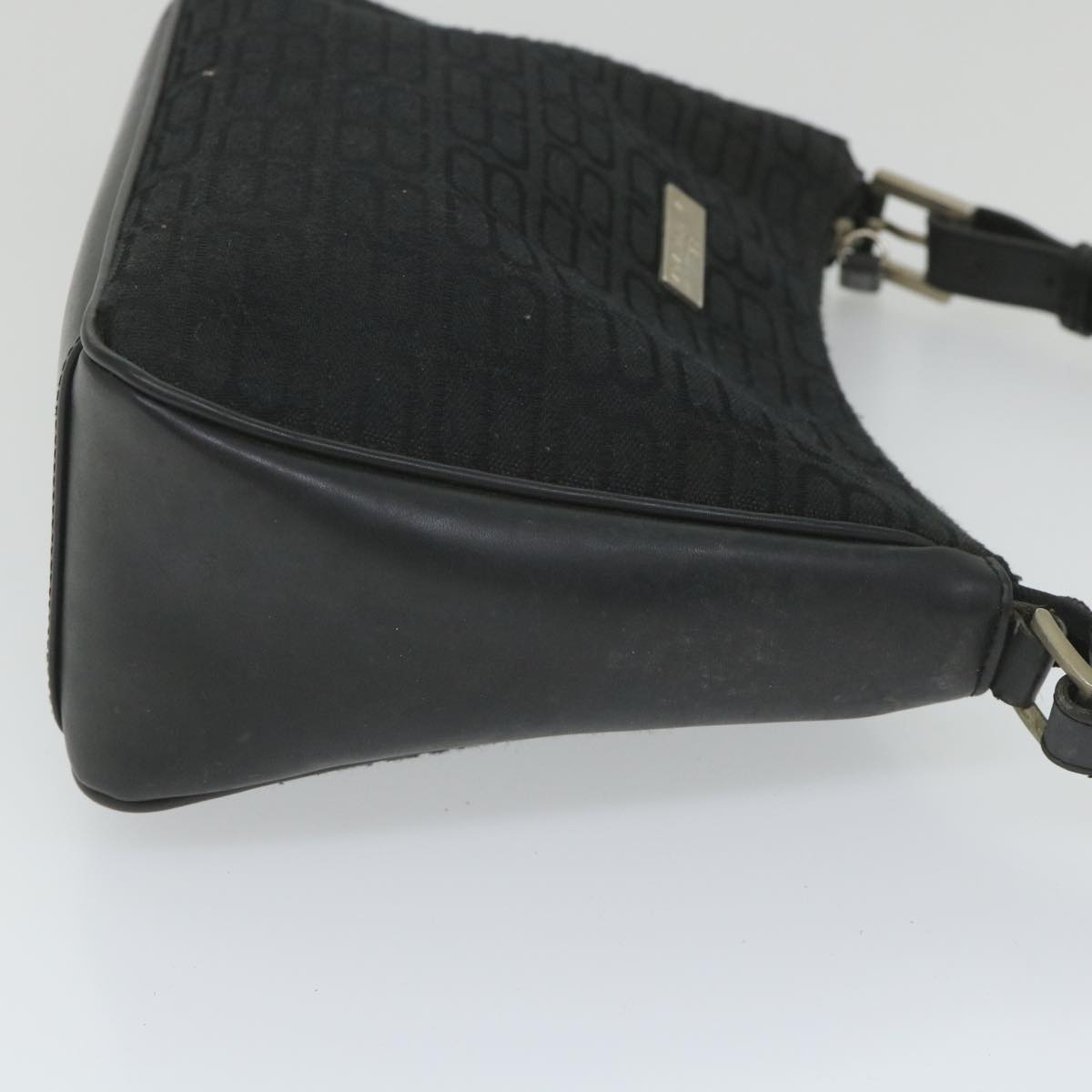 BALENCIAGA Shoulder Bag Canvas Leather Black Auth bs9243