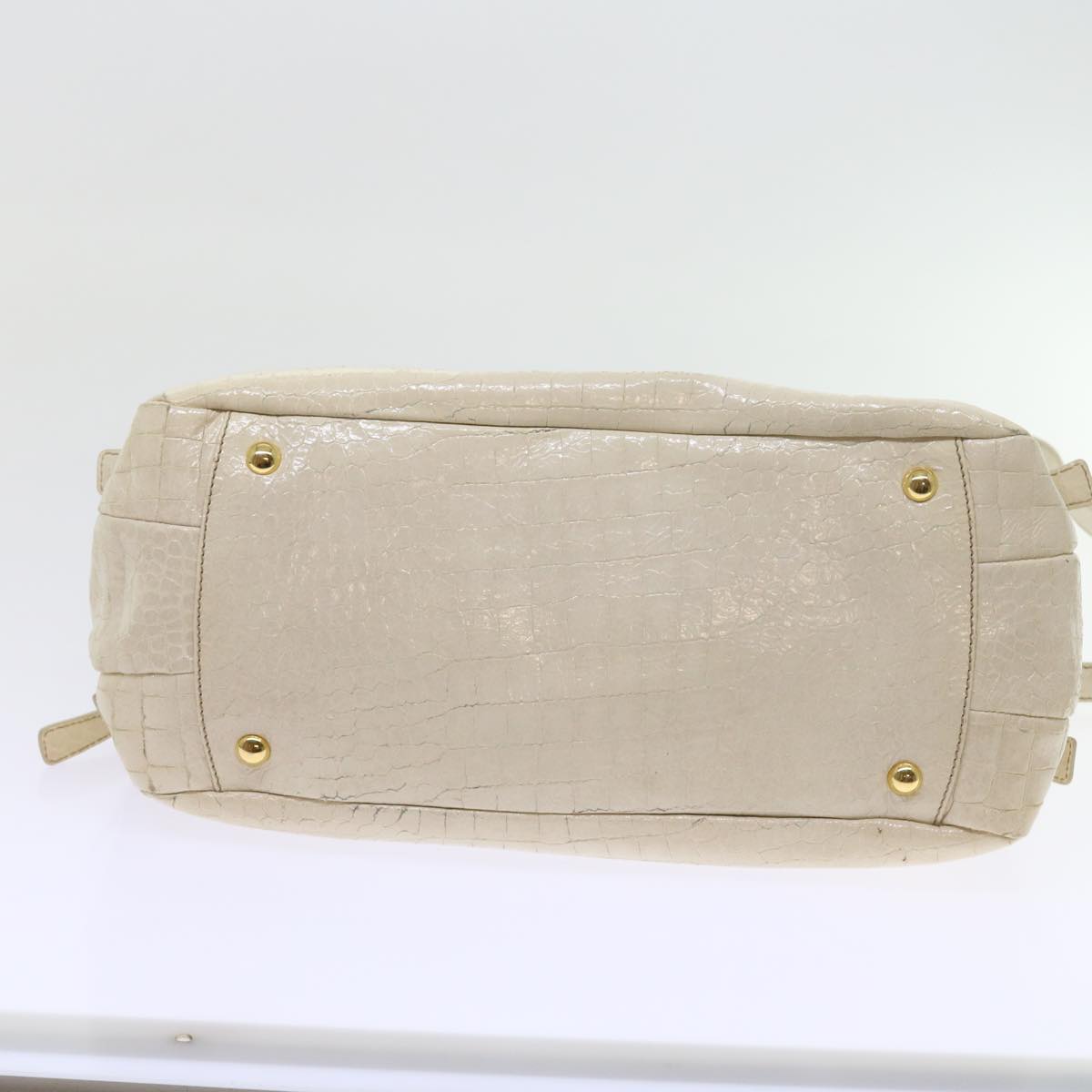 Miu Miu Hand Bag Leather 2way Beige Auth bs9244