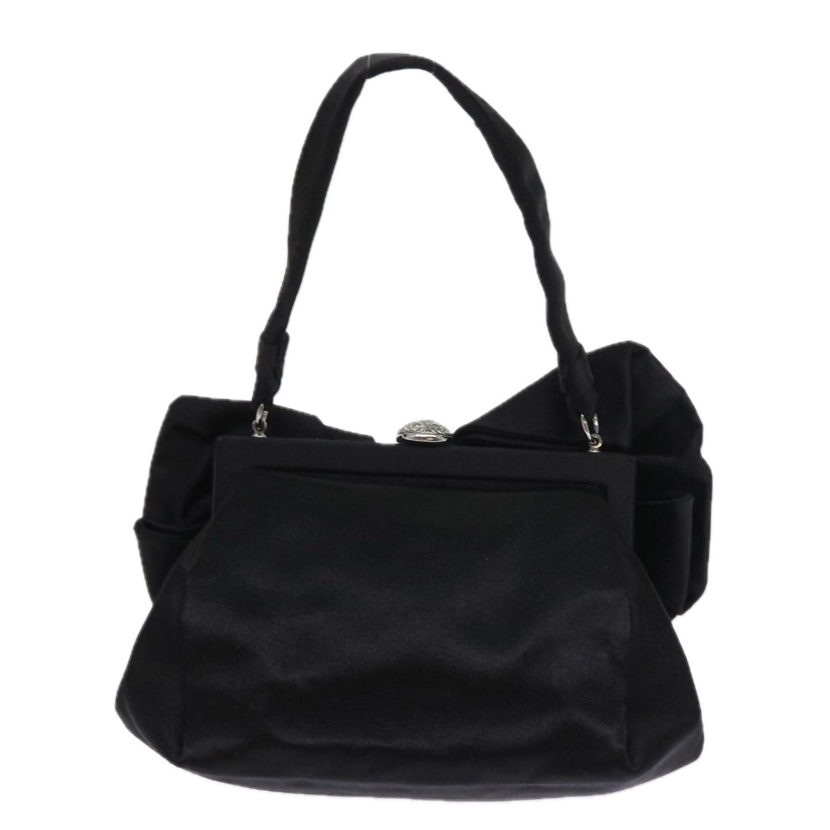 VALENTINO Hand Bag Velor Black Auth bs9252 - 0