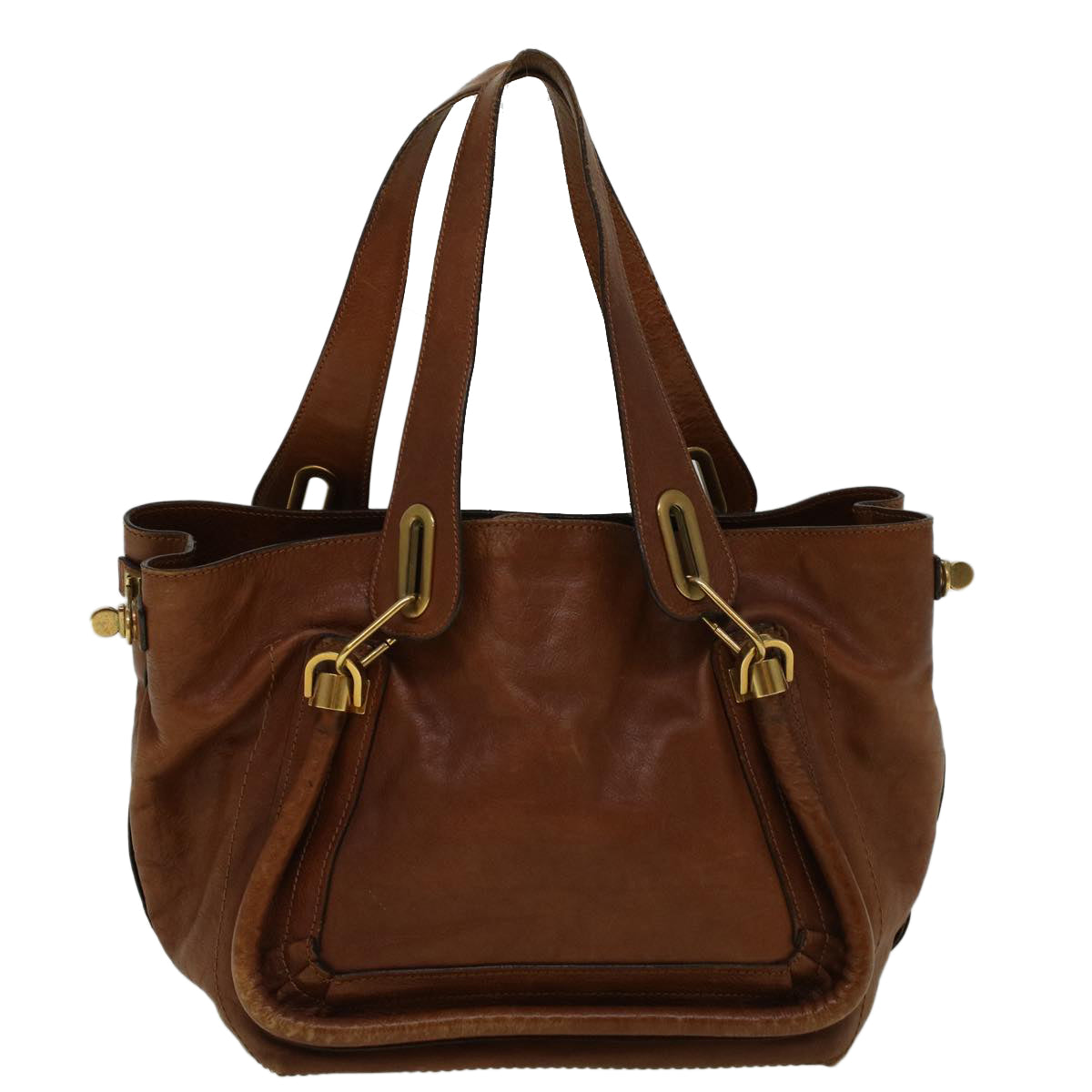 Chloe Paraty Shoulder Bag Leather Brown Auth bs9254