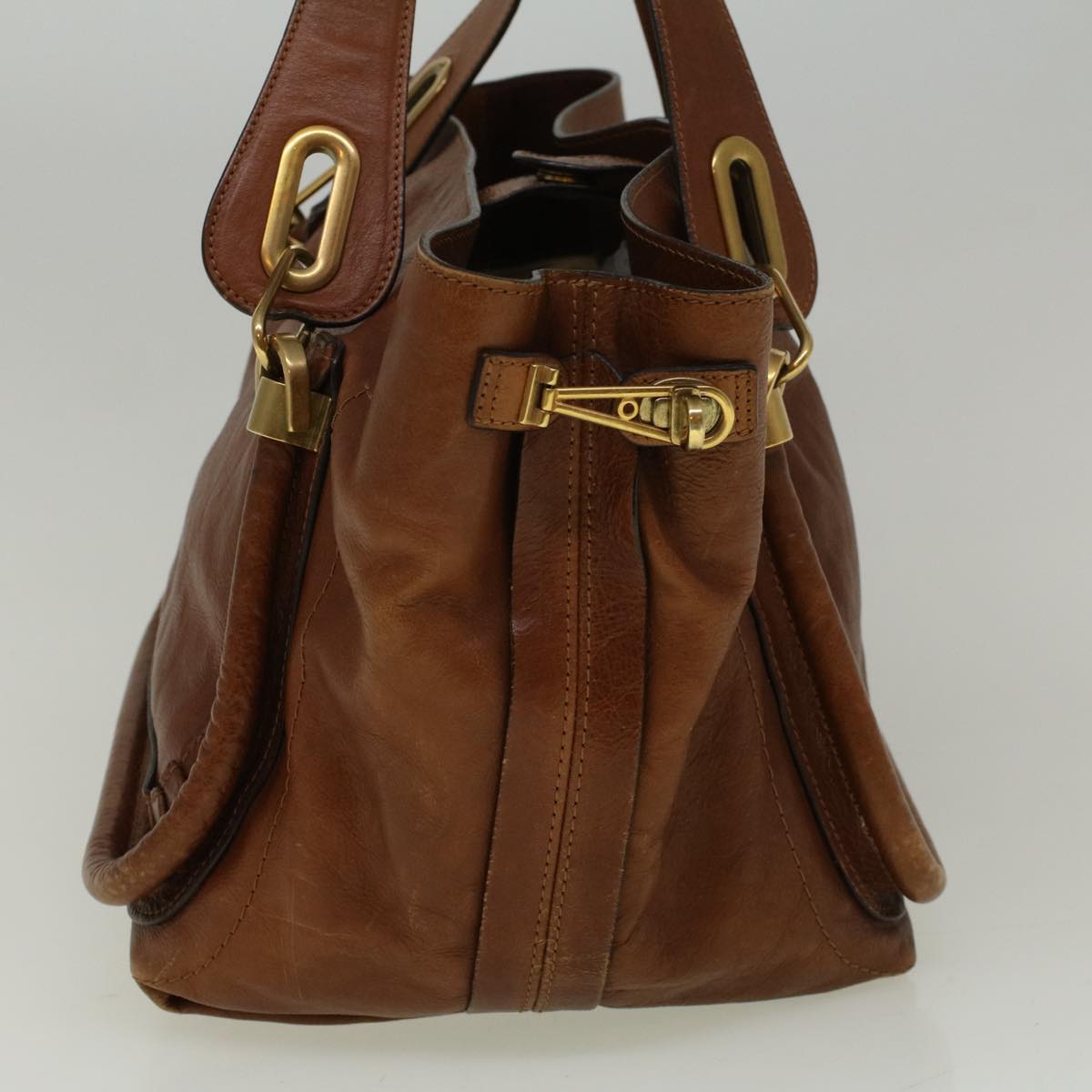 Chloe Paraty Shoulder Bag Leather Brown Auth bs9254