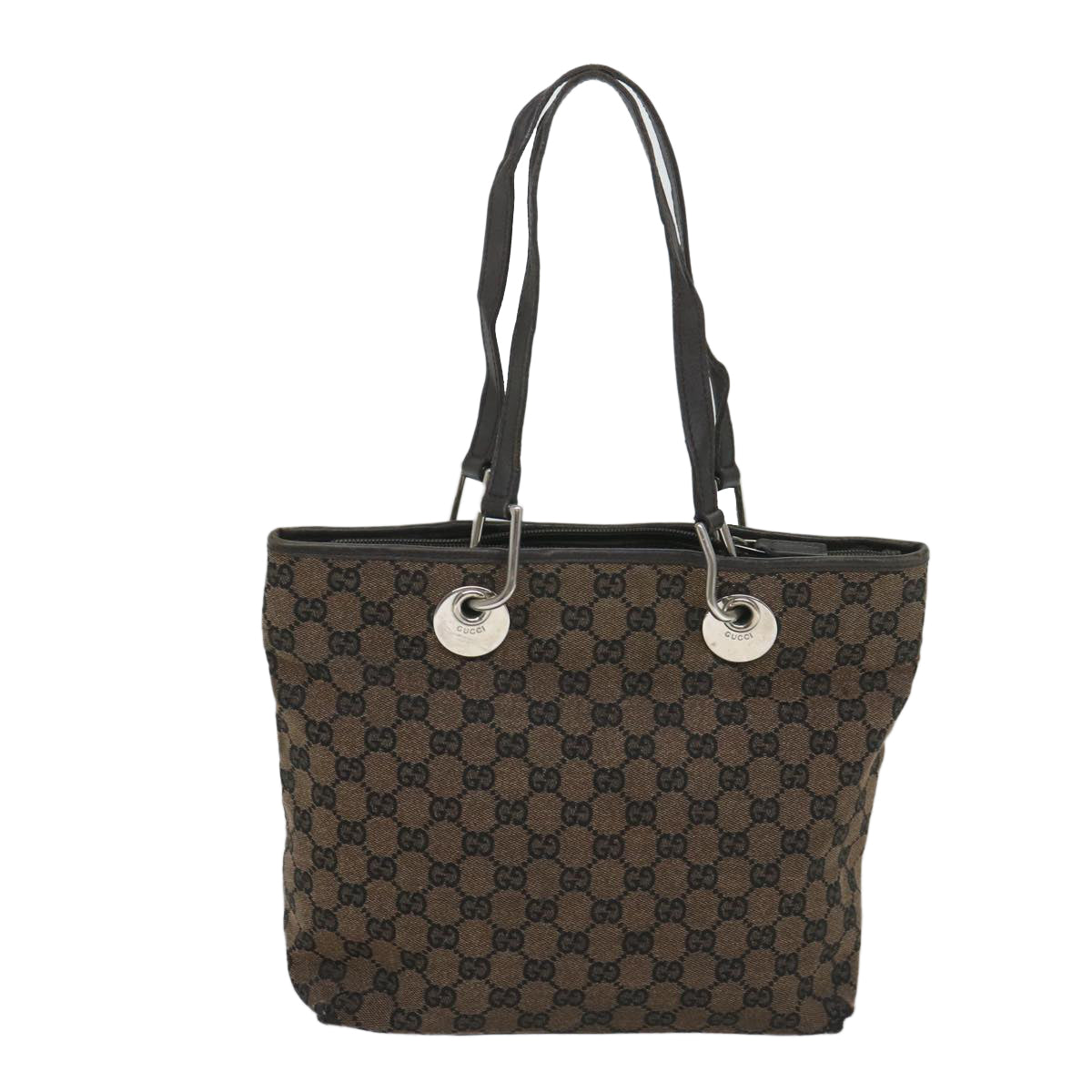 GUCCI GG Canvas Tote Bag Brown 285585 Auth bs9255