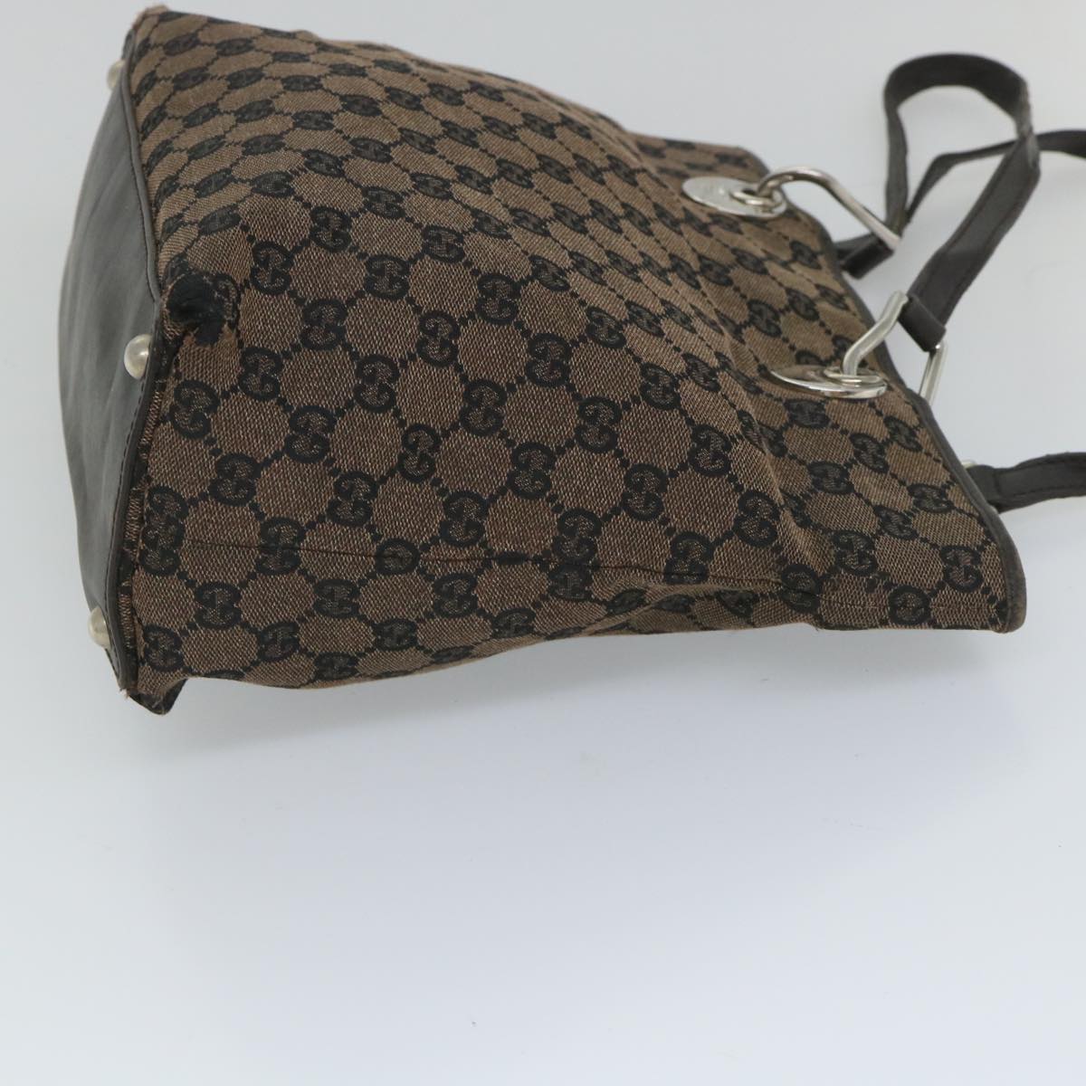 GUCCI GG Canvas Tote Bag Brown 285585 Auth bs9255