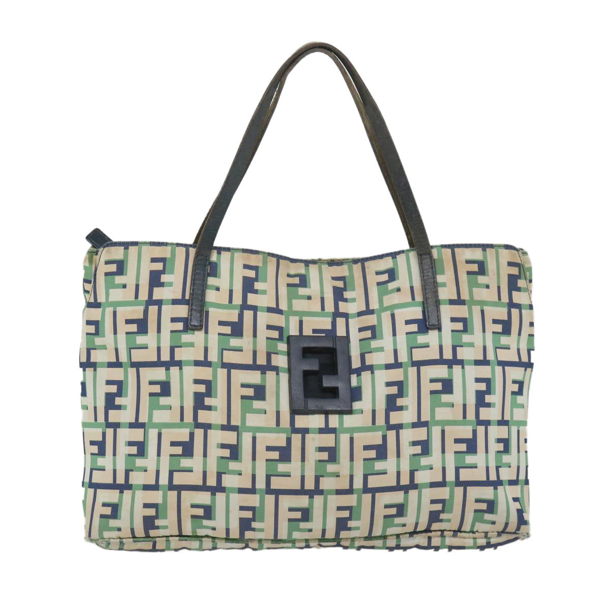 FENDI Zucca Canvas Tote Bag Green Auth bs9259