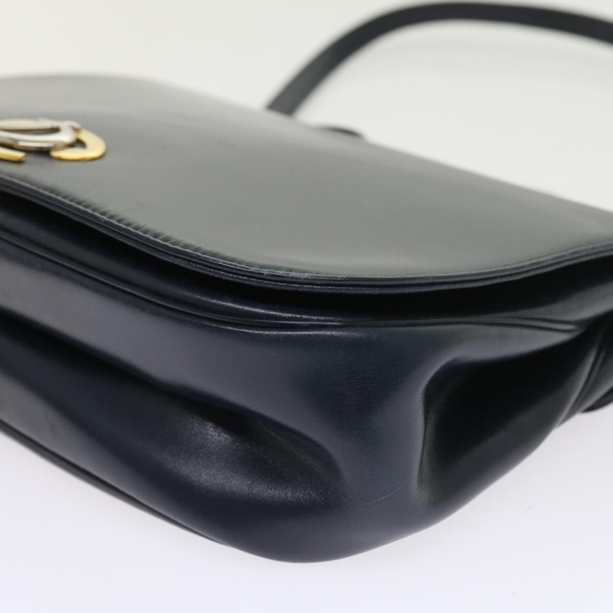 Christian Dior Shoulder Bag Leather 2way Navy Auth bs9266