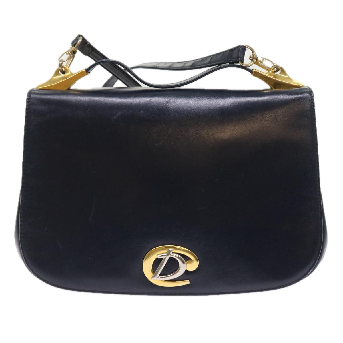 Christian Dior Shoulder Bag Leather 2way Navy Auth bs9266