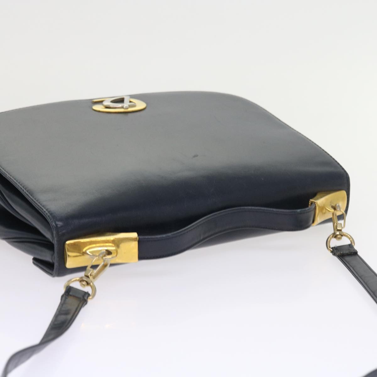 Christian Dior Shoulder Bag Leather 2way Navy Auth bs9266