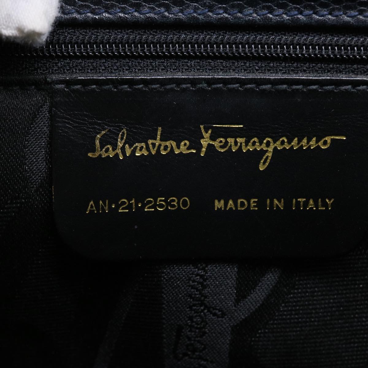 Salvatore Ferragamo Tote Bag Leather Navy Auth bs9271