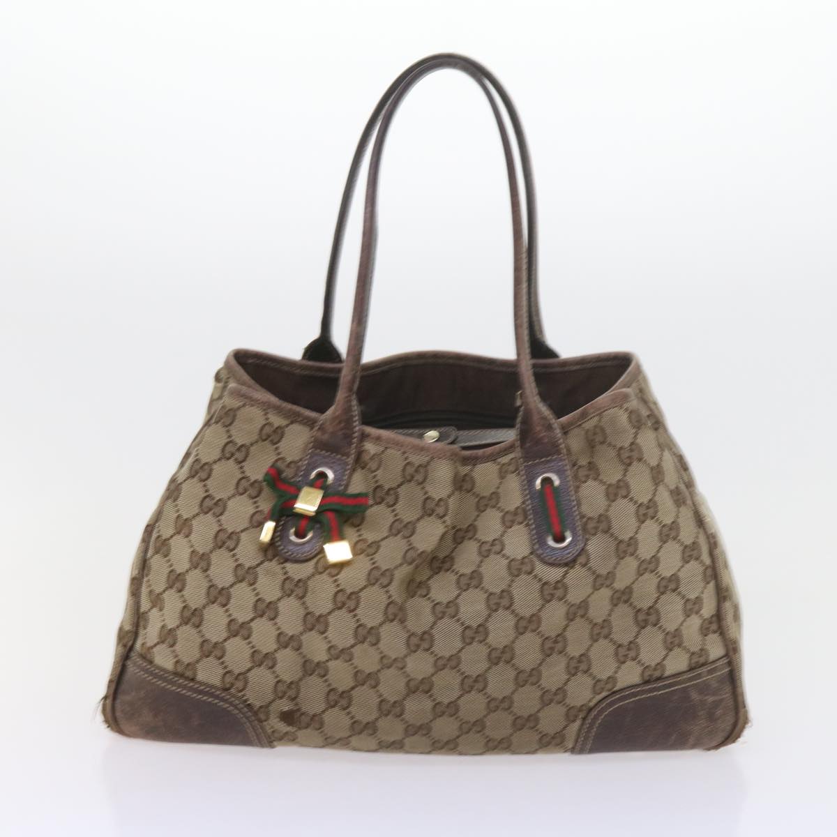 GUCCI GG Canvas Web Sherry Line Shoulder Bag 2Set Beige Green Red Auth bs9278