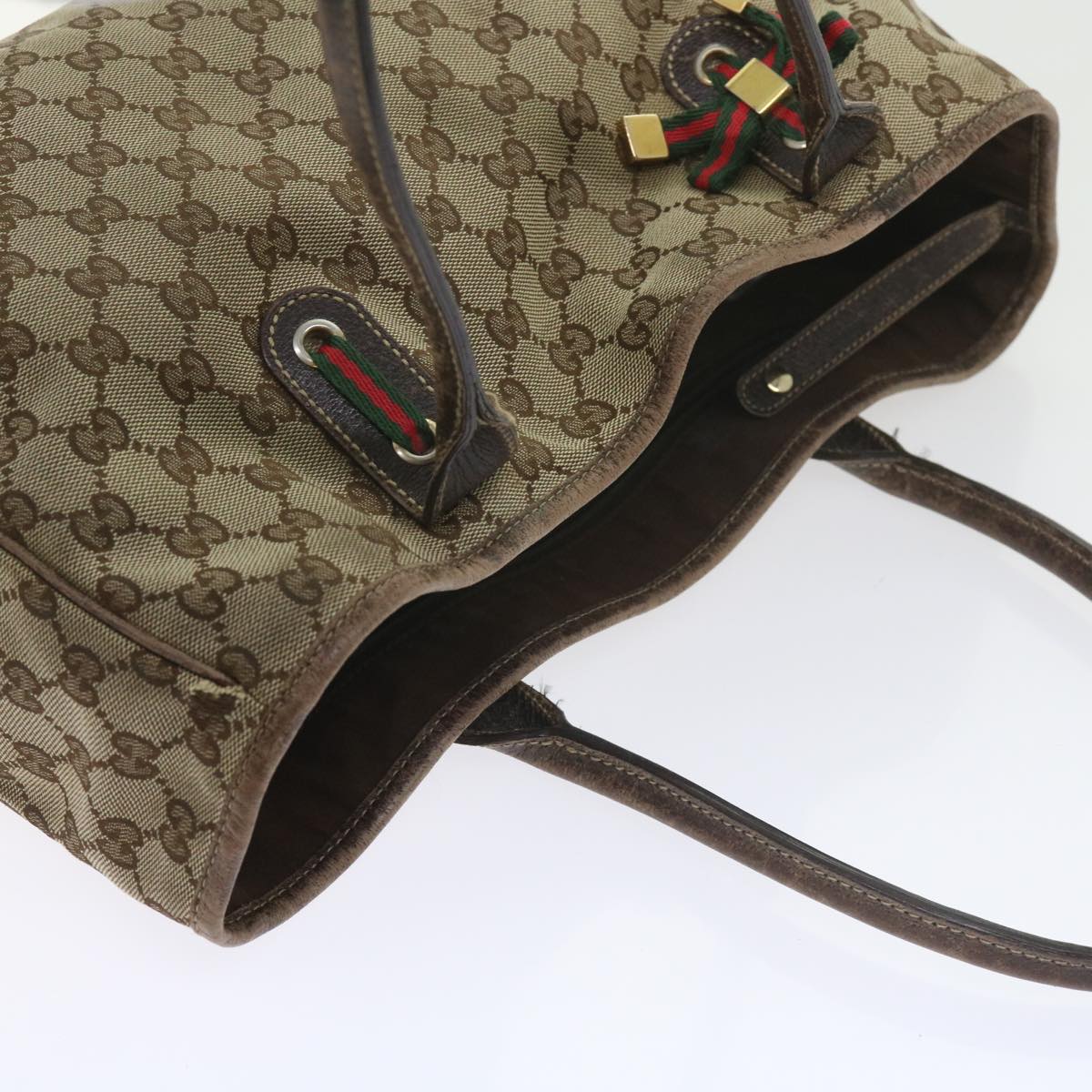 GUCCI GG Canvas Web Sherry Line Shoulder Bag 2Set Beige Green Red Auth bs9278