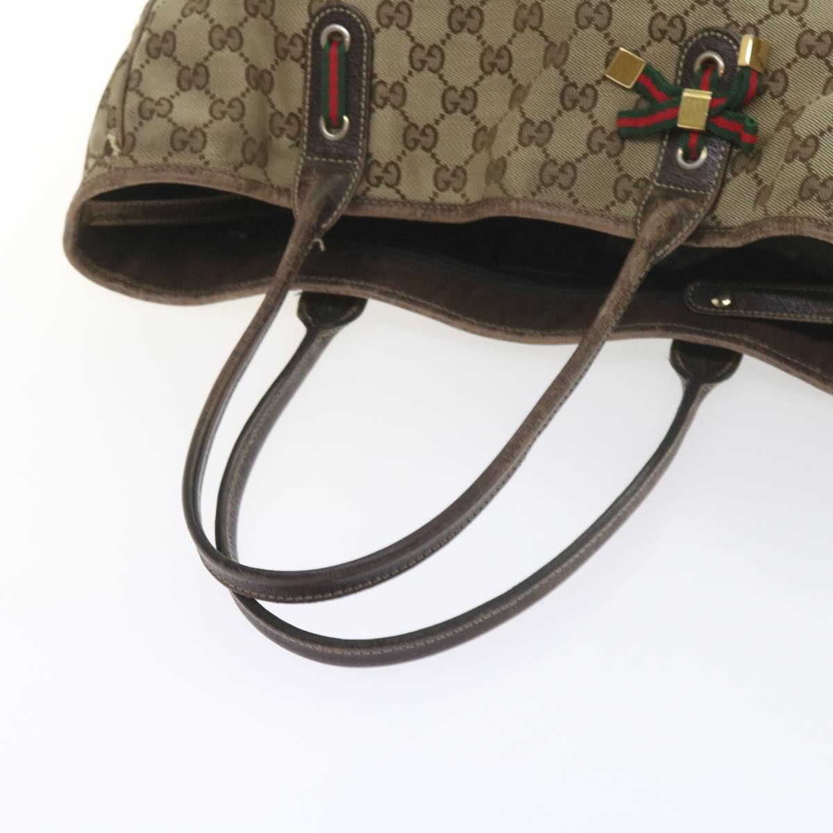 GUCCI GG Canvas Web Sherry Line Shoulder Bag 2Set Beige Green Red Auth bs9278