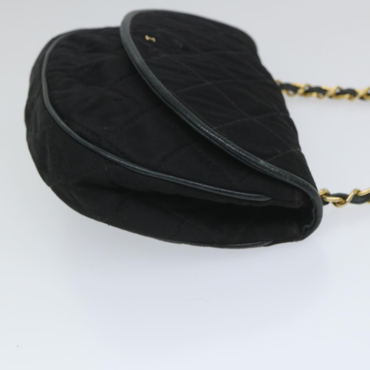 CHANEL Matelasse Chain Shoulder Bag Nylon Black CC Auth bs9310