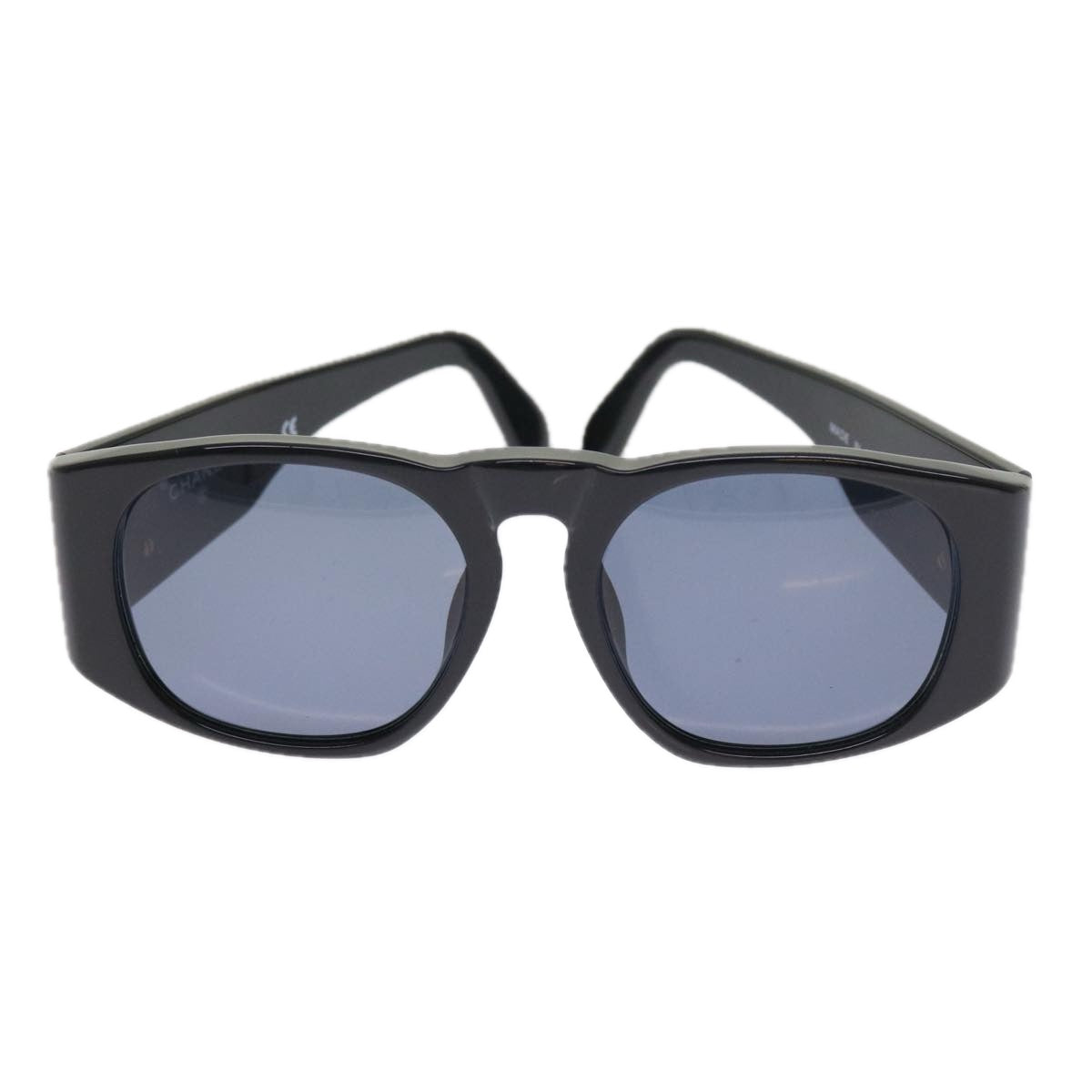 CHANEL Sunglasses Plastic Black CC Auth bs9324