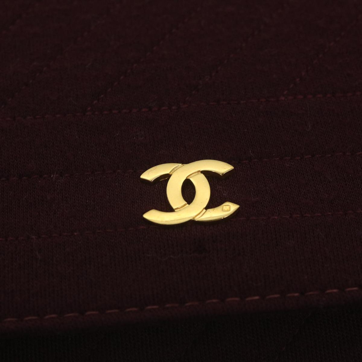 CHANEL Bias Stitch Chain Shoulder Bag Wool Wine Red CC Auth bs9332