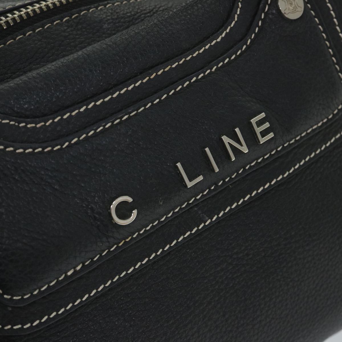 CELINE Hand Bag Leather Navy Auth bs9342 - 0