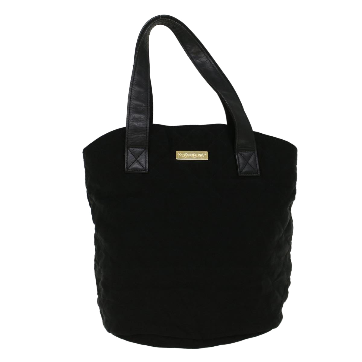 SAINT LAURENT Tote Bag Nylon Black Auth bs9361