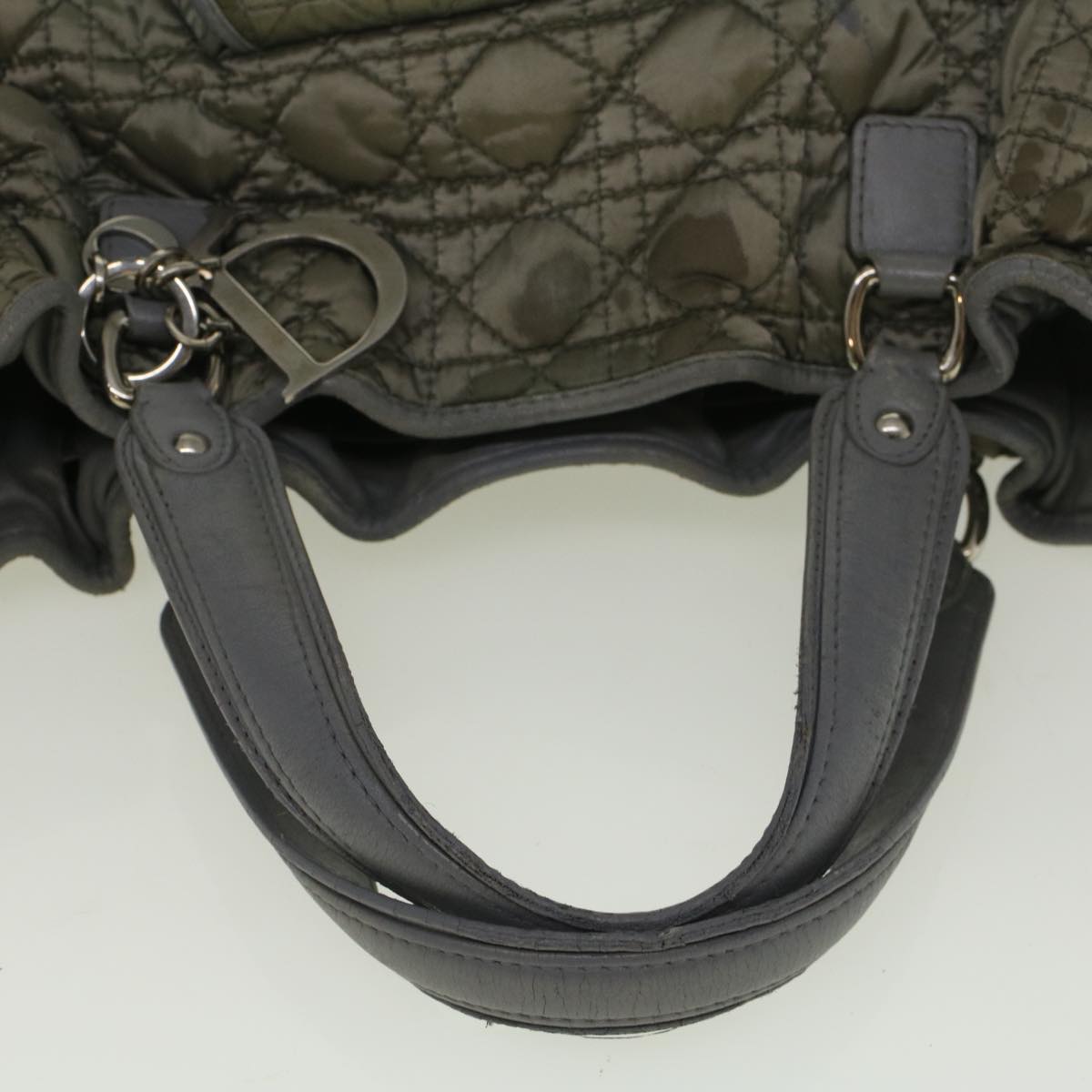 Christian Dior Canage Hand Bag Nylon Gray Auth bs9378