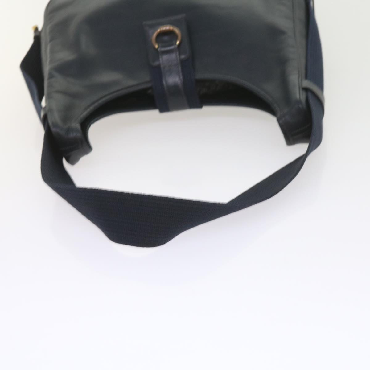 HERMES Shoulder Bag Leather Navy Auth bs9393