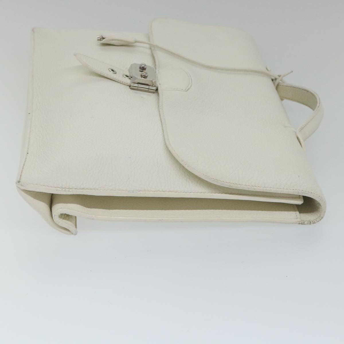 HERMES Sac Adepesh Business Bag Leather White Auth bs9397