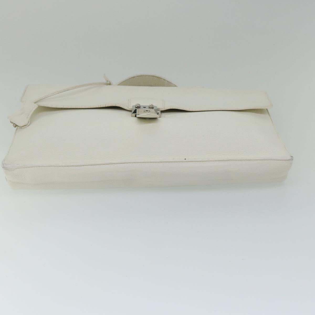 HERMES Sac Adepesh Business Bag Leather White Auth bs9397