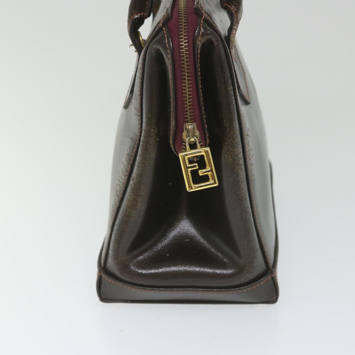 FENDI Hand Bag Leather 2way Brown Auth bs9432